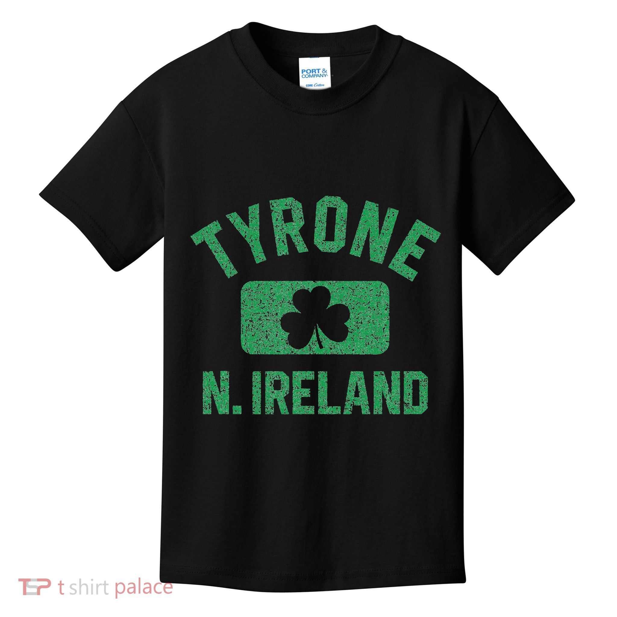 Tyrone N. Ireland Gym Style Distressed Green Print Kids T-Shirt