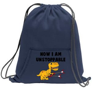 Toddlers Now I Am Unstoppable Funny Dinosaur Sweatshirt Cinch Pack Bag