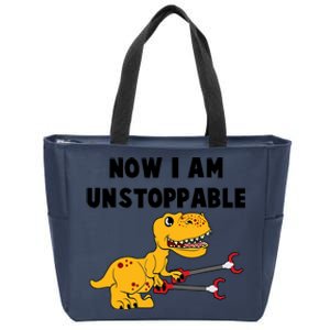 Toddlers Now I Am Unstoppable Funny Dinosaur Zip Tote Bag