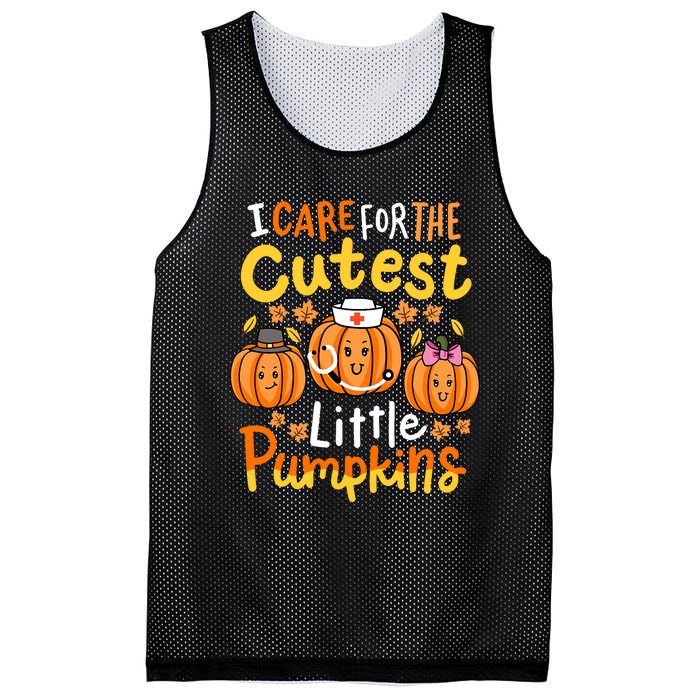 Thanksgiving Nurse I Care For The Cutest Little Pumpkins Mesh Reversible Basketball Jersey Tank