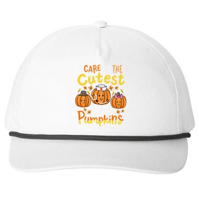 Thanksgiving Nurse I Care For The Cutest Little Pumpkins Gift Snapback Five-Panel Rope Hat