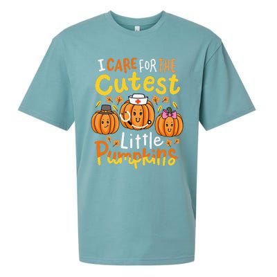 Thanksgiving Nurse I Care For The Cutest Little Pumpkins Gift Sueded Cloud Jersey T-Shirt