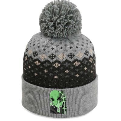 The Name Is Alien Funny Spy Cartoon The Baniff Cuffed Pom Beanie