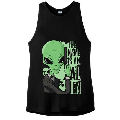 The Name Is Alien Funny Spy Cartoon Ladies PosiCharge Tri-Blend Wicking Tank