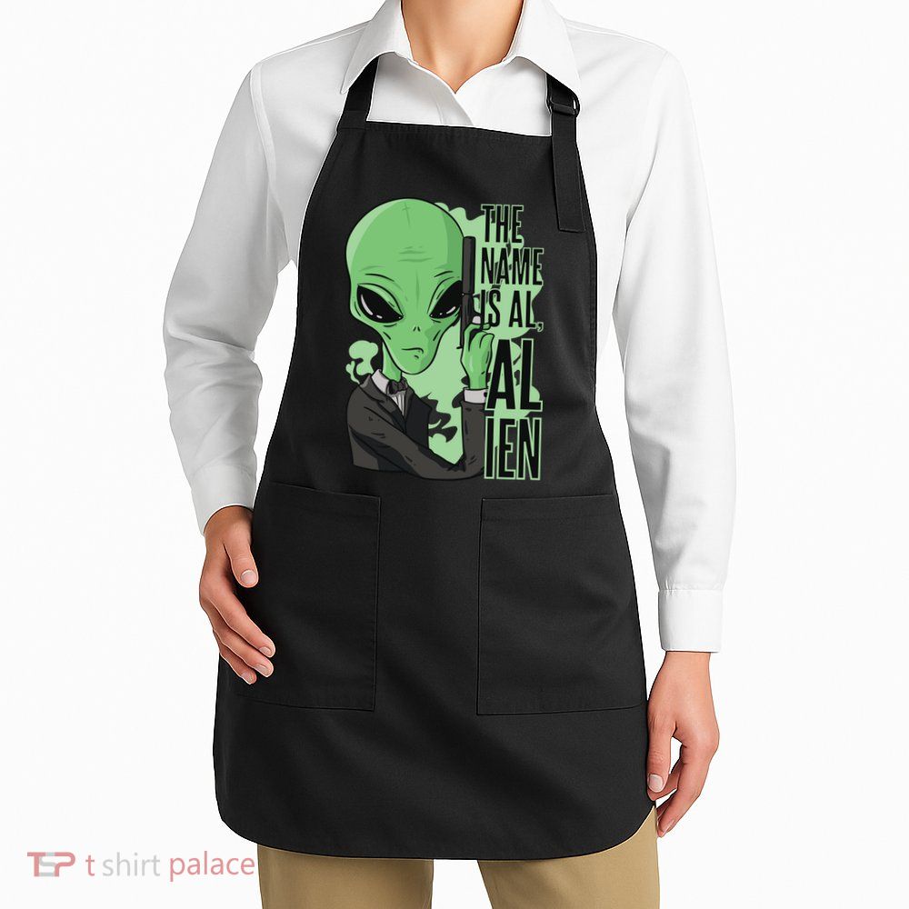 The Name Is Alien Funny Spy Cartoon Apron