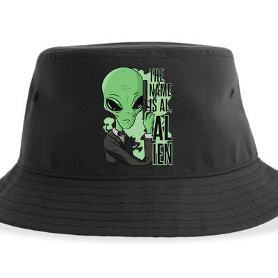 The Name Is Alien Funny Spy Cartoon Sustainable Bucket Hat