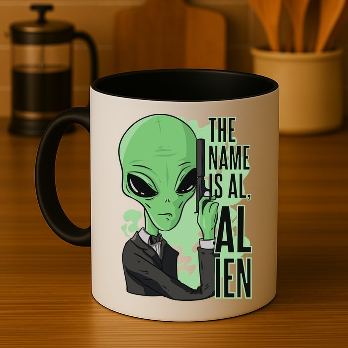 The Name Is Alien Funny Spy Cartoon Mug