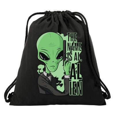 The Name Is Alien Funny Spy Cartoon Drawstring Bag