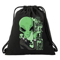 The Name Is Alien Funny Spy Cartoon Drawstring Bag