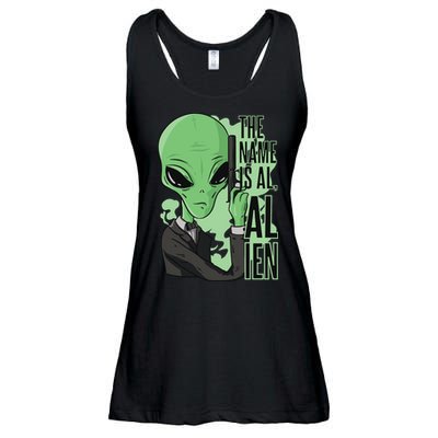 The Name Is Alien Funny Spy Cartoon Ladies Essential Flowy Tank