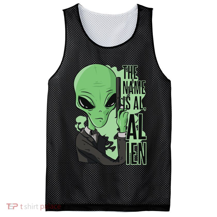 The Name Is Alien Funny Spy Cartoon Mesh Reversible Basketball Jersey Tank