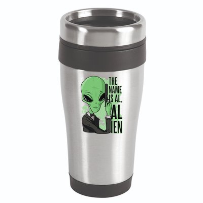 The Name Is Alien Funny Spy Cartoon 16oz Travel Tumbler