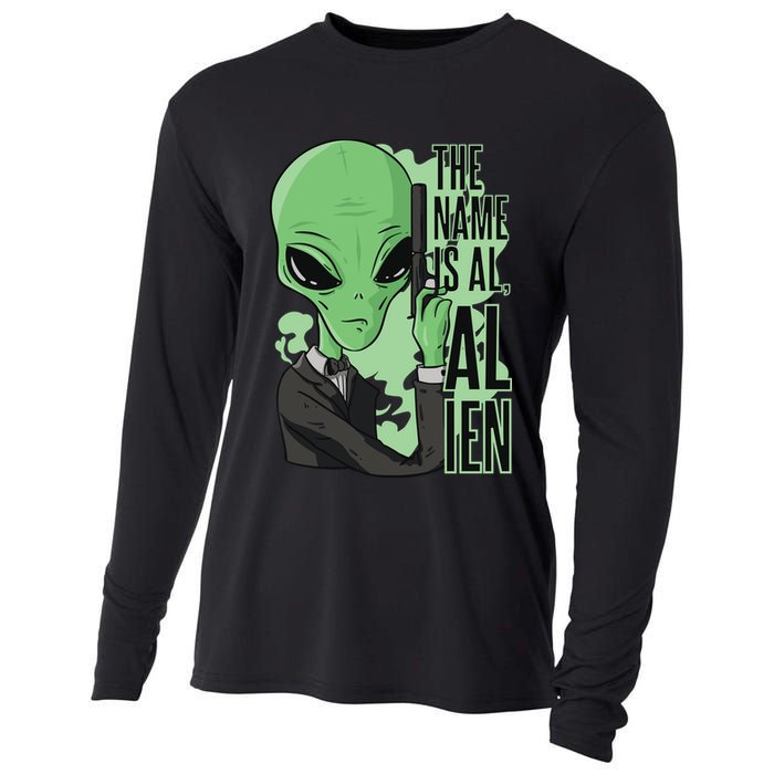 The Name Is Alien Funny Spy Cartoon Cooling Performance Long Sleeve Crew