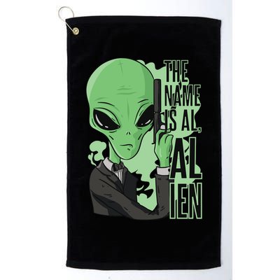 The Name Is Alien Funny Spy Cartoon Golf Towel