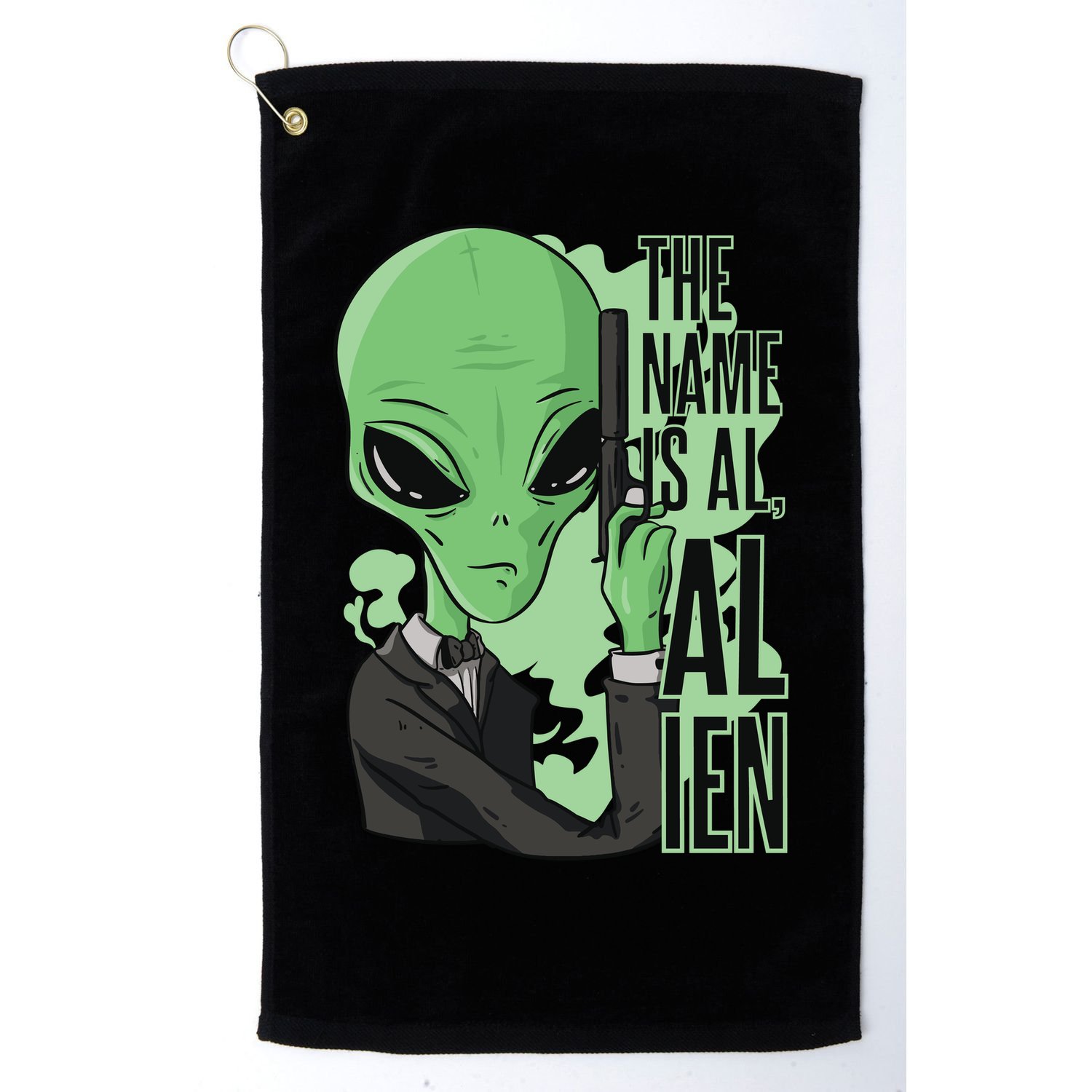 The Name Is Alien Funny Spy Cartoon Golf Towel