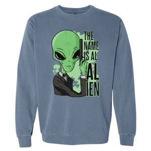 The Name Is Alien Funny Spy Cartoon Garment-Dyed Sweatshirt