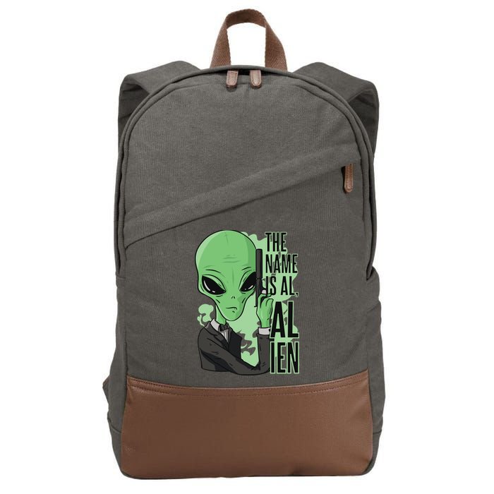 The Name Is Alien Funny Spy Cartoon Cotton Canvas Backpack