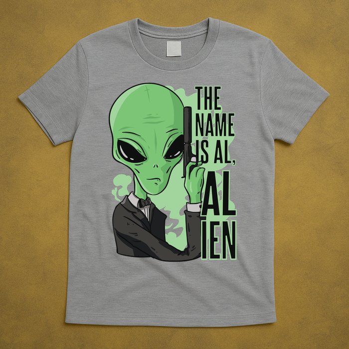 The Name Is Alien Funny Spy Cartoon T-Shirt