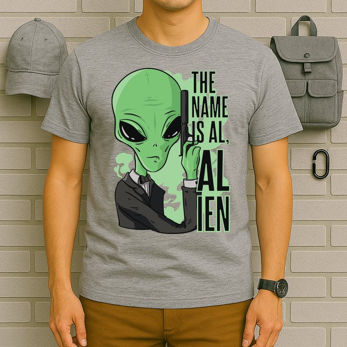 The Name Is Alien Funny Spy Cartoon T-Shirt