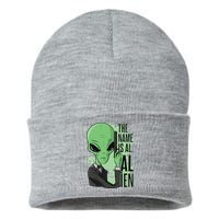 The Name Is Alien Funny Spy Cartoon Sustainable Knit Beanie