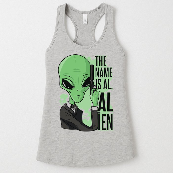 The Name Is Alien Funny Spy Cartoon Womens Tank Top