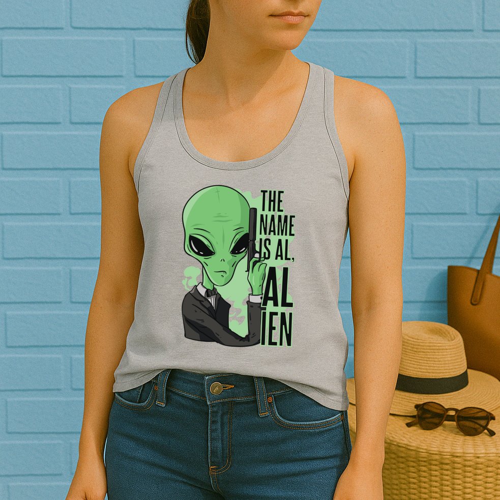 The Name Is Alien Funny Spy Cartoon Womens Tank Top