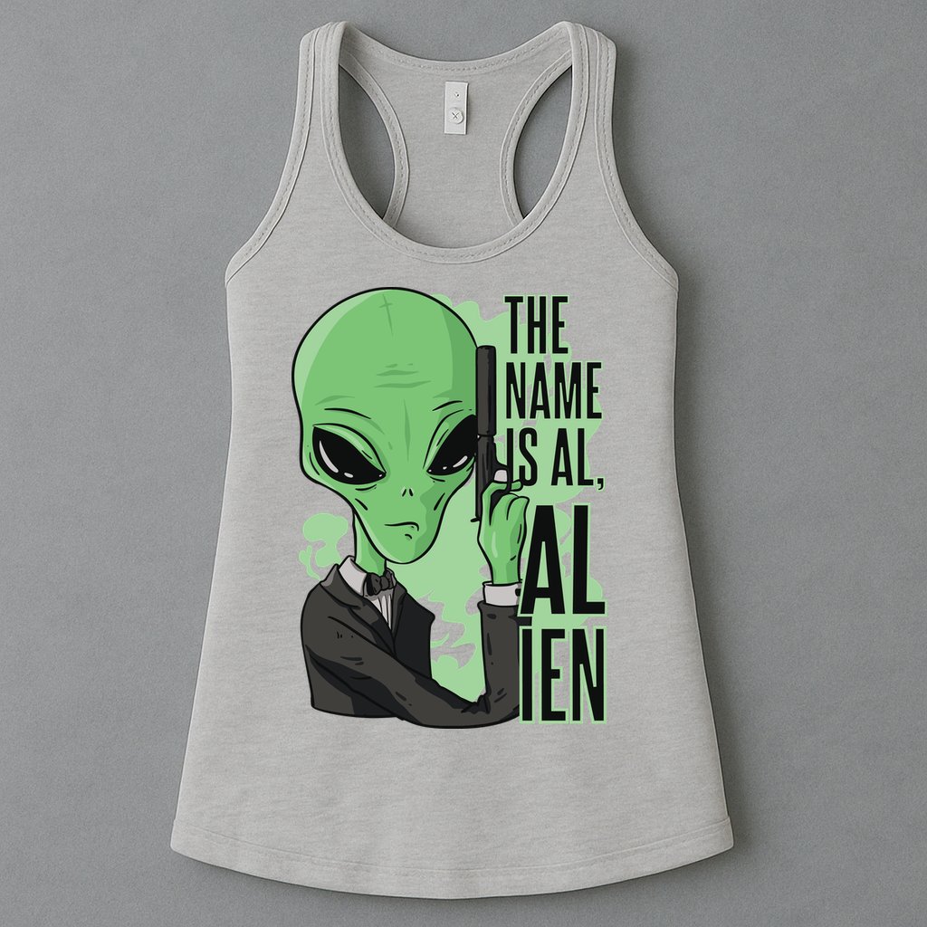 The Name Is Alien Funny Spy Cartoon Womens Tank Top