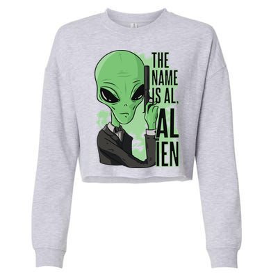 The Name Is Alien Funny Spy Cartoon Cropped Pullover Crew