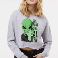 The Name Is Alien Funny Spy Cartoon Cropped Pullover Crew