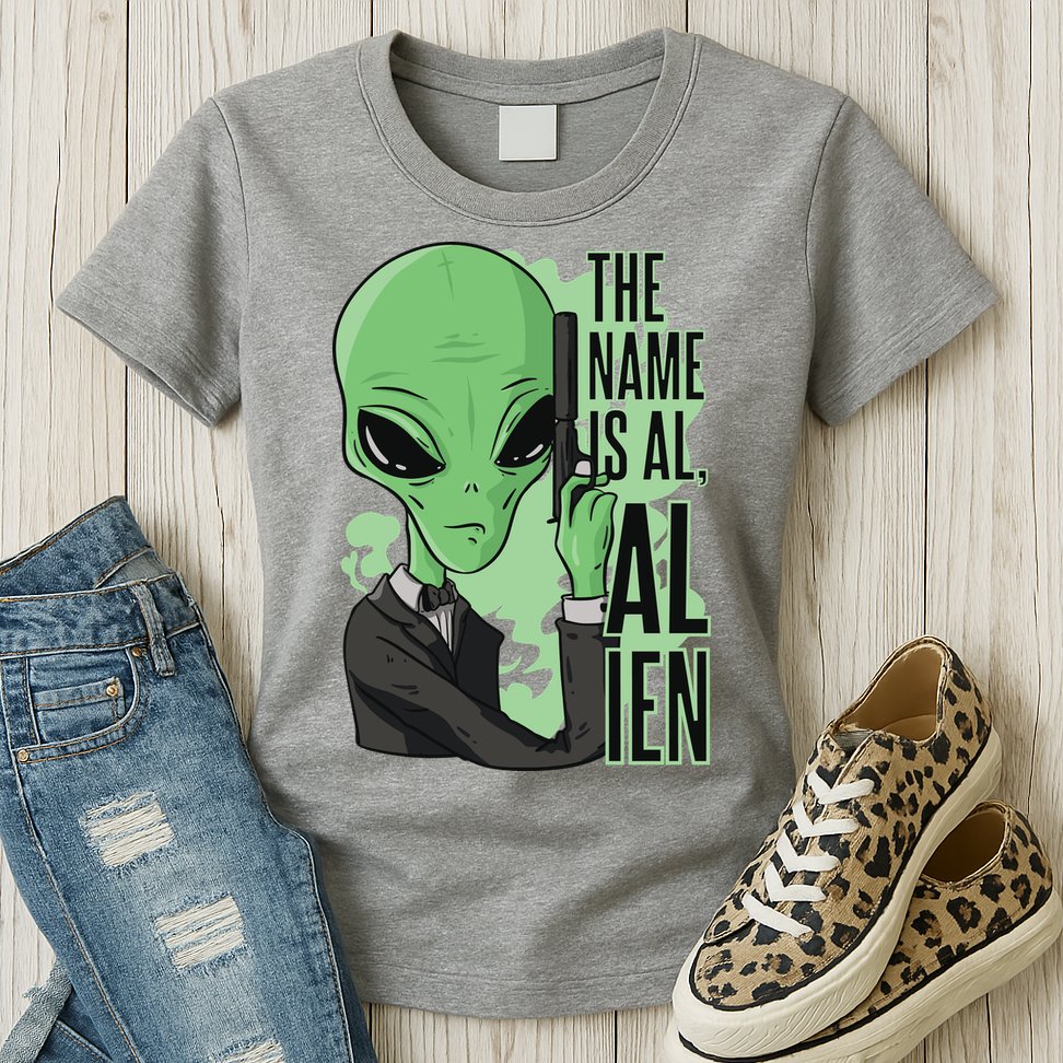 The Name Is Alien Funny Spy Cartoon Womens T-Shirt