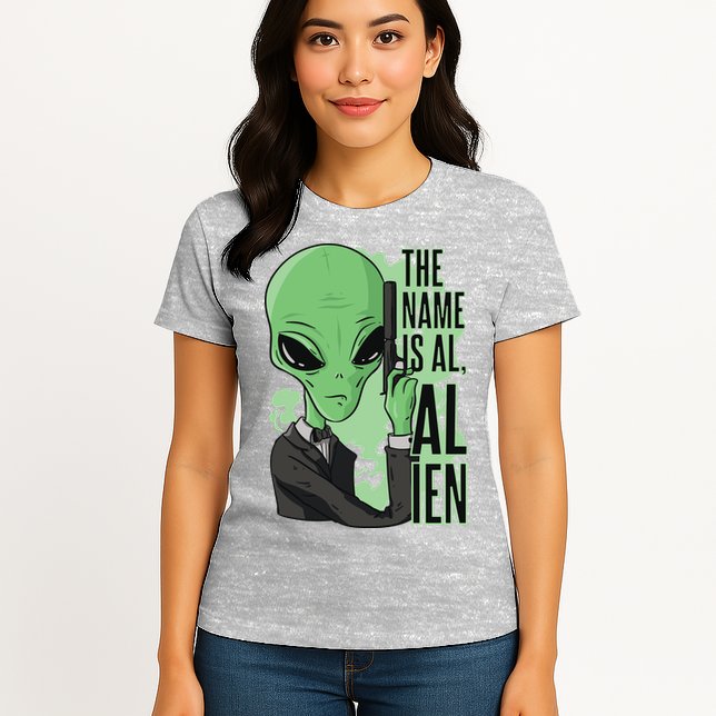 The Name Is Alien Funny Spy Cartoon Womens T-Shirt