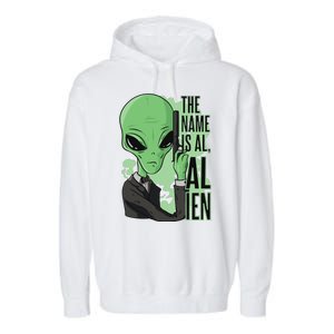 The Name Is Alien Funny Spy Cartoon Garment-Dyed Fleece Hoodie