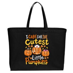 Thanksgiving Nurse I Care For The Cutest Little Pumpkins Cotton Canvas Jumbo Tote