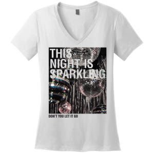 This Night Is Sparkling Disco Ball Retro Women's V-Neck T-Shirt