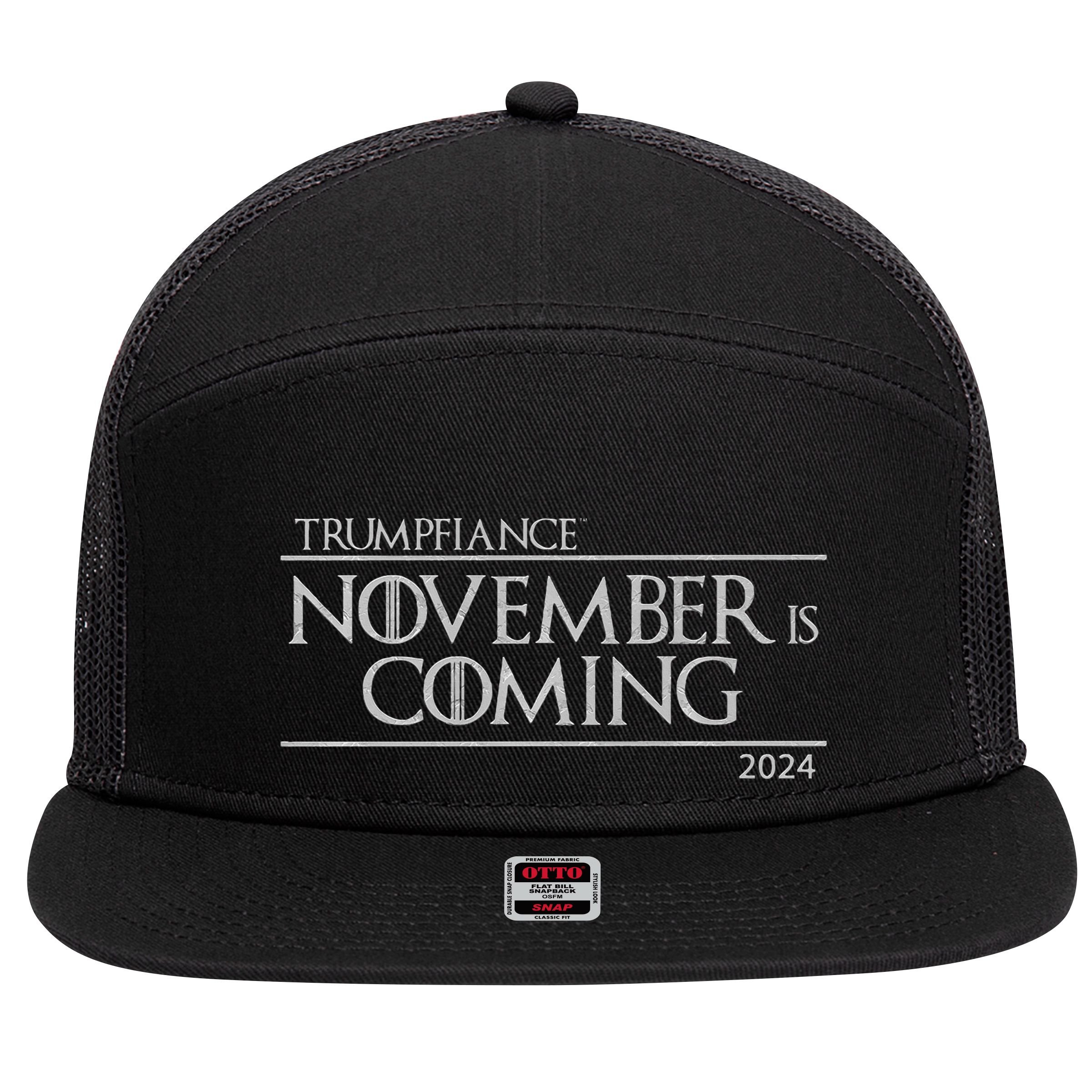 Trumpfiance November Is Coming 7 Panel Mesh Trucker Snapback Hat