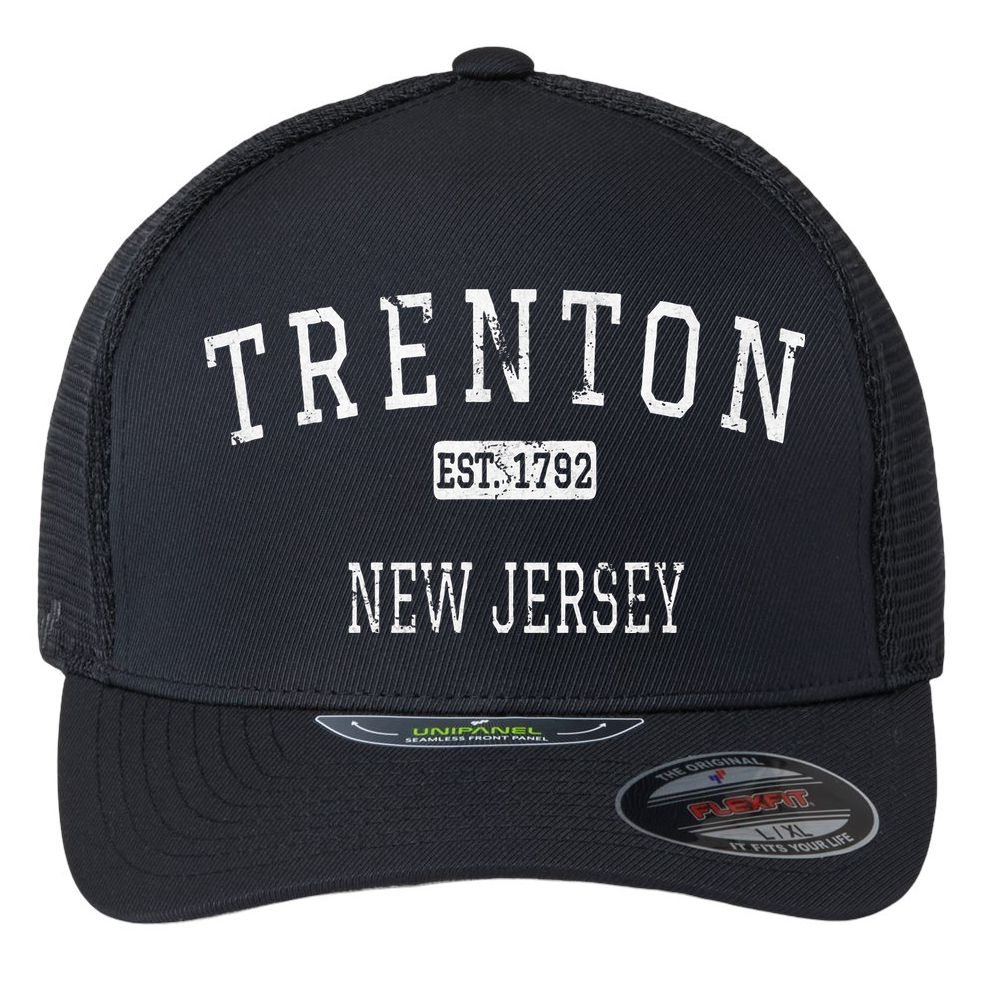 Trenton New Jersey Nj Vintage Flexfit Unipanel Trucker Cap