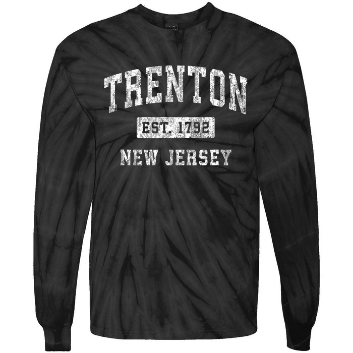 Trenton New Jersey Nj Vintage Established Sports Tie-Dye Long Sleeve Shirt