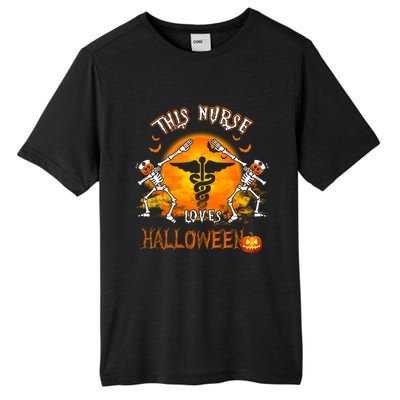 This Nurse Loves Halloween Pumpkin Dabbing Skeleton Funny Gift Tall Fusion ChromaSoft Performance T-Shirt