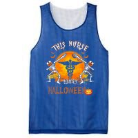 This Nurse Loves Halloween Pumpkin Dabbing Skeleton Funny Gift Mesh Reversible Basketball Jersey Tank