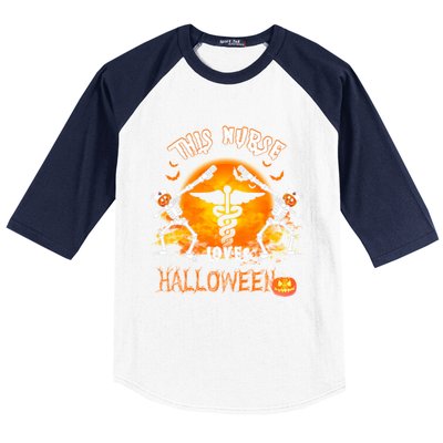 This Nurse Loves Halloween Pumpkin Dabbing Skeleton Funny Gift Baseball Sleeve Shirt