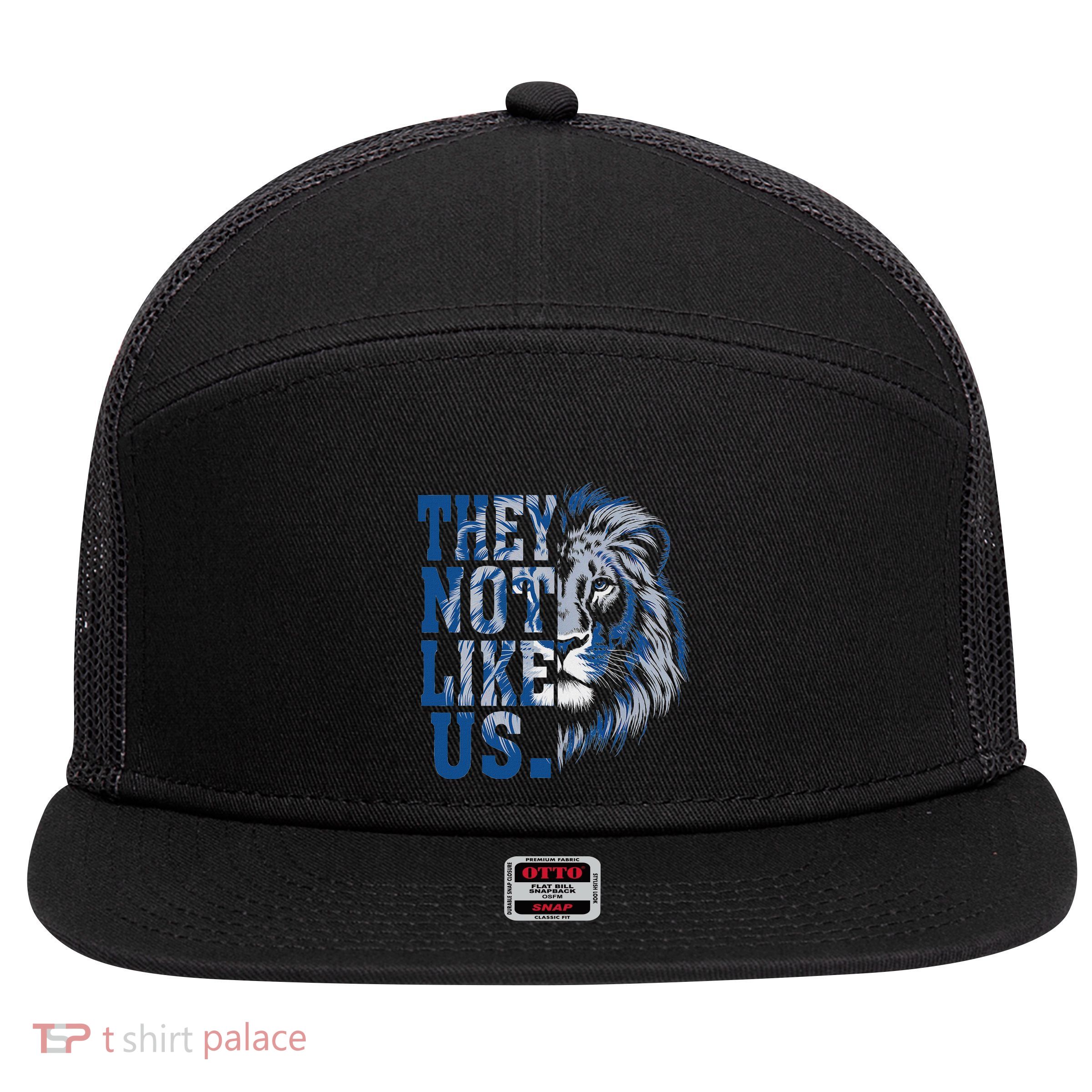 They Not Like Us Lion 7 Panel Mesh Trucker Snapback Hat