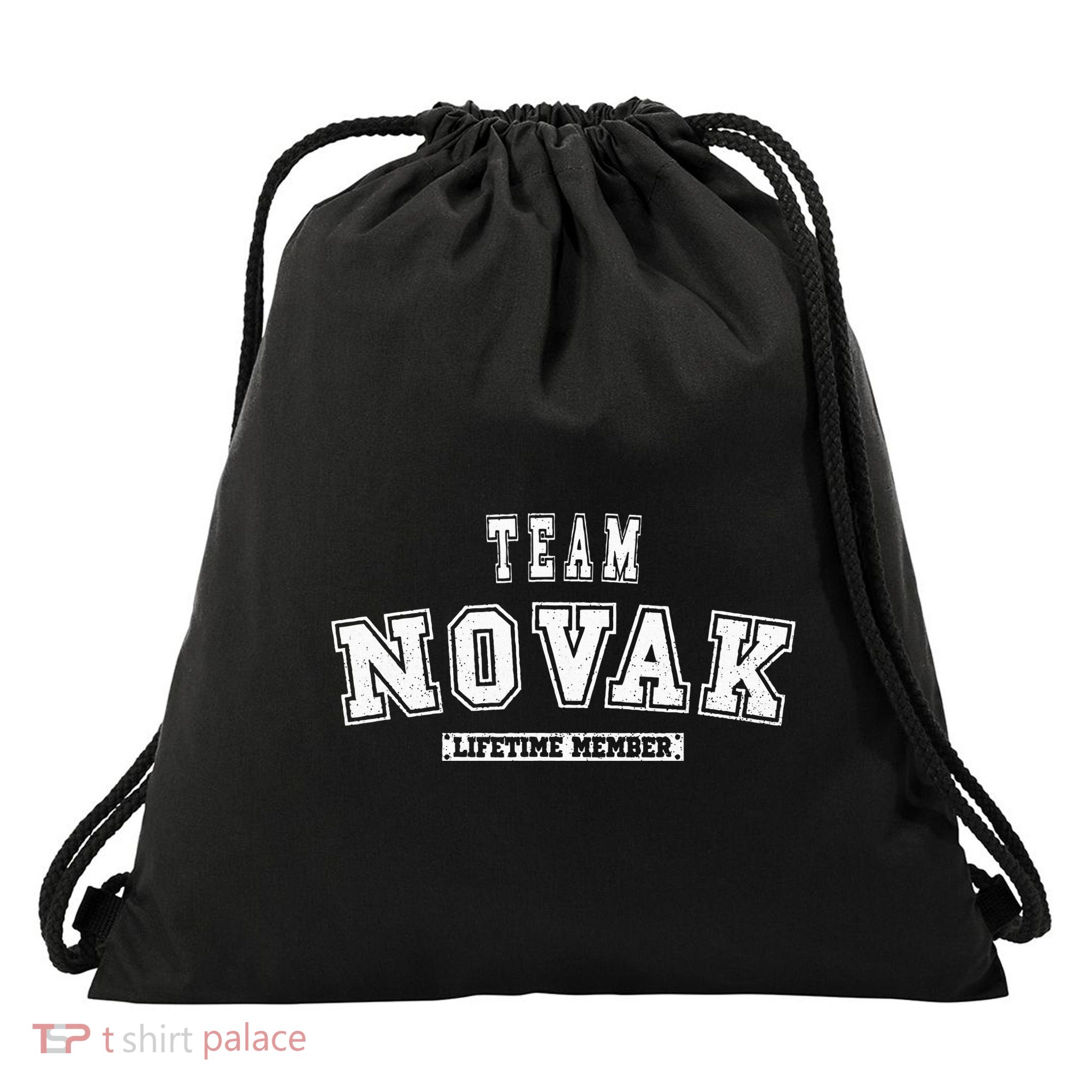 Team Novak Lifetime Member Family Last Name Drawstring Bag