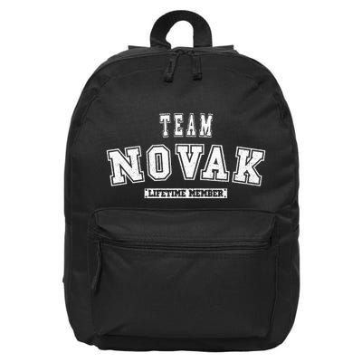 Team Novak Lifetime Member Family Last Name 16 in Basic Backpack
