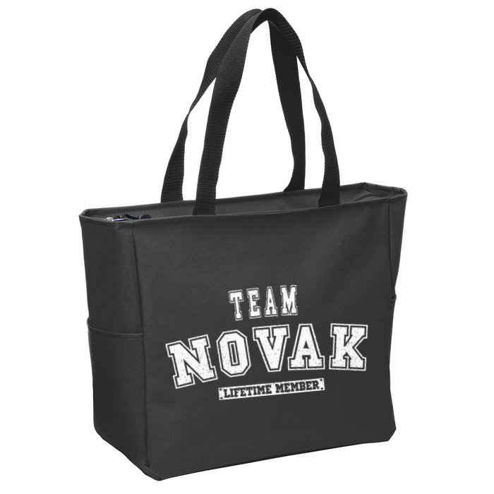 Team Novak Lifetime Member Family Last Name Zip Tote Bag