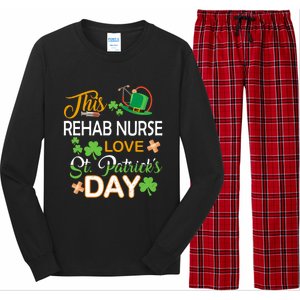 This Nurse Love St Patrick's Day Rehab Nurse One Lucky Nurse Gift Long Sleeve Pajama Set