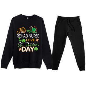 This Nurse Love St Patrick's Day Rehab Nurse One Lucky Nurse Gift Premium Crewneck Sweatsuit Set