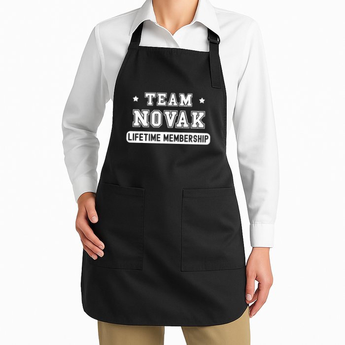 Team Novak Lifetime Membership Funny Family Last Name Full-Length Apron With Pockets
