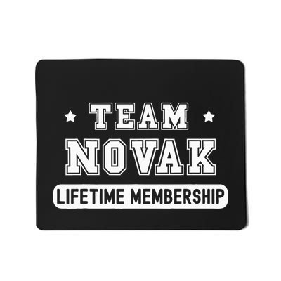 Team Novak Lifetime Membership Funny Family Last Name Mousepad