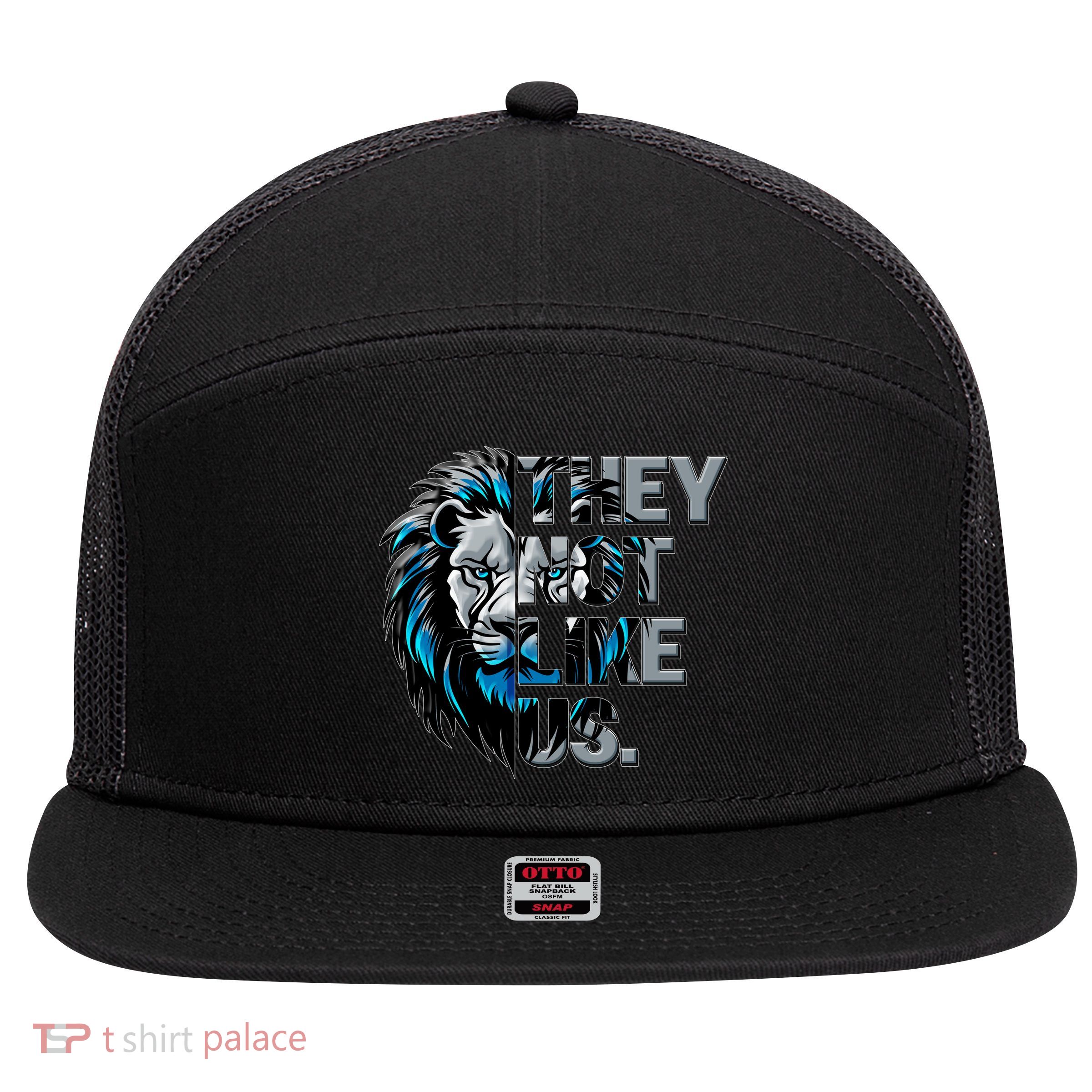 They Not Like Us Detroit Football Sports Fan 7 Panel Mesh Trucker Snapback Hat