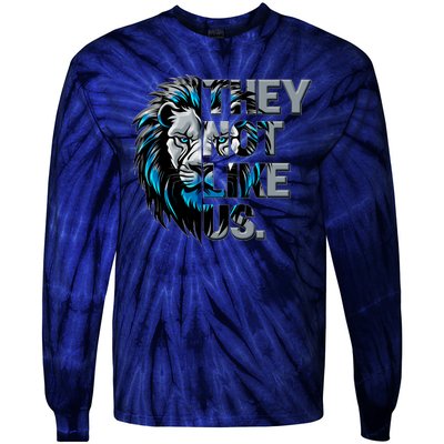 They Not Like Us Detroit Football Sports Fan Tie-Dye Long Sleeve Shirt